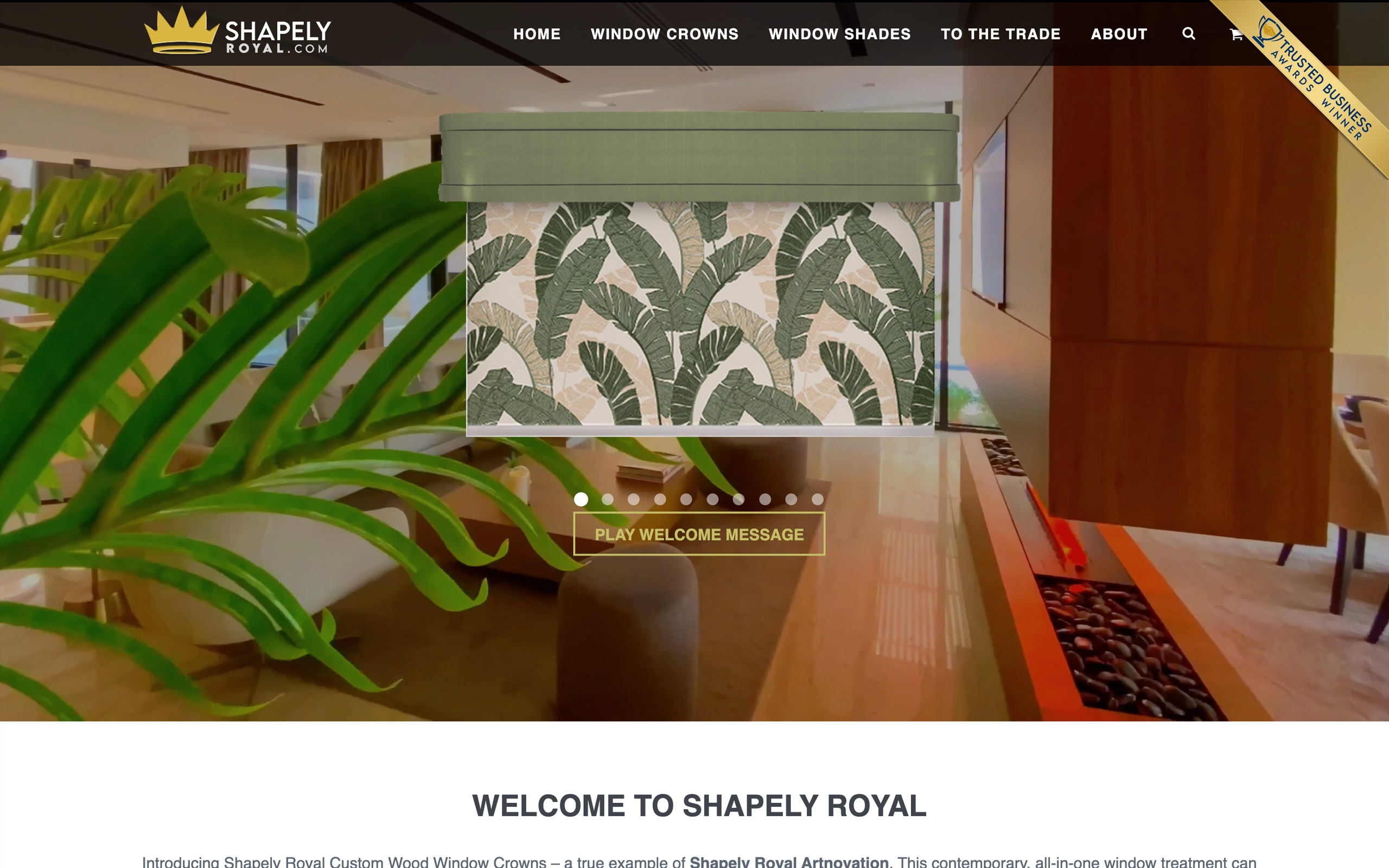 Trusted Business Award displayed on a real website