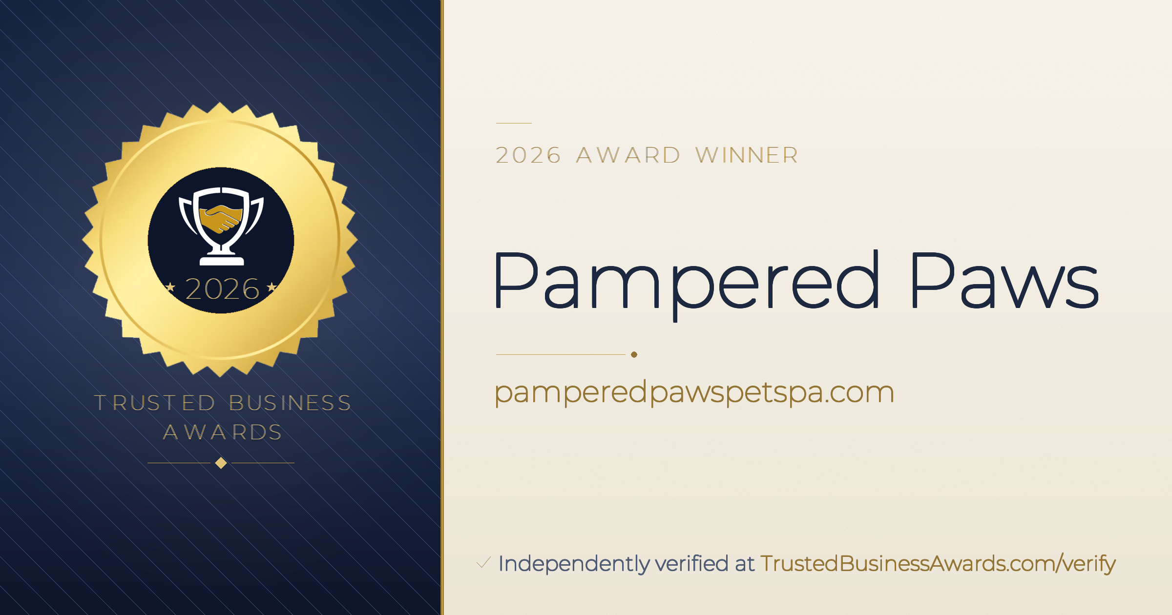 Pampered Paws — 2026 Trusted Business Awards Winner