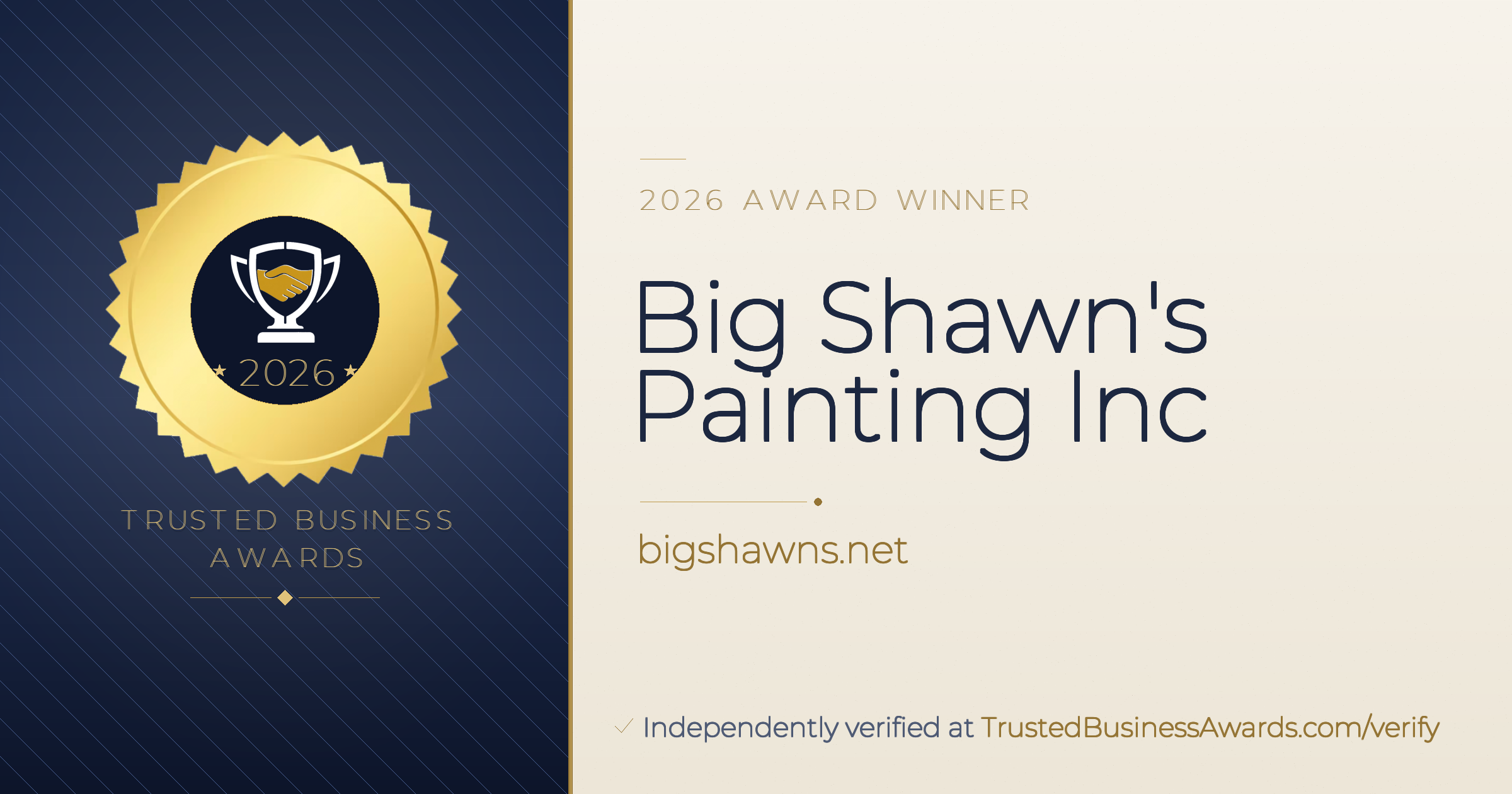 Big Shawn's Painting Inc — 2026 Trusted Business Awards Winner