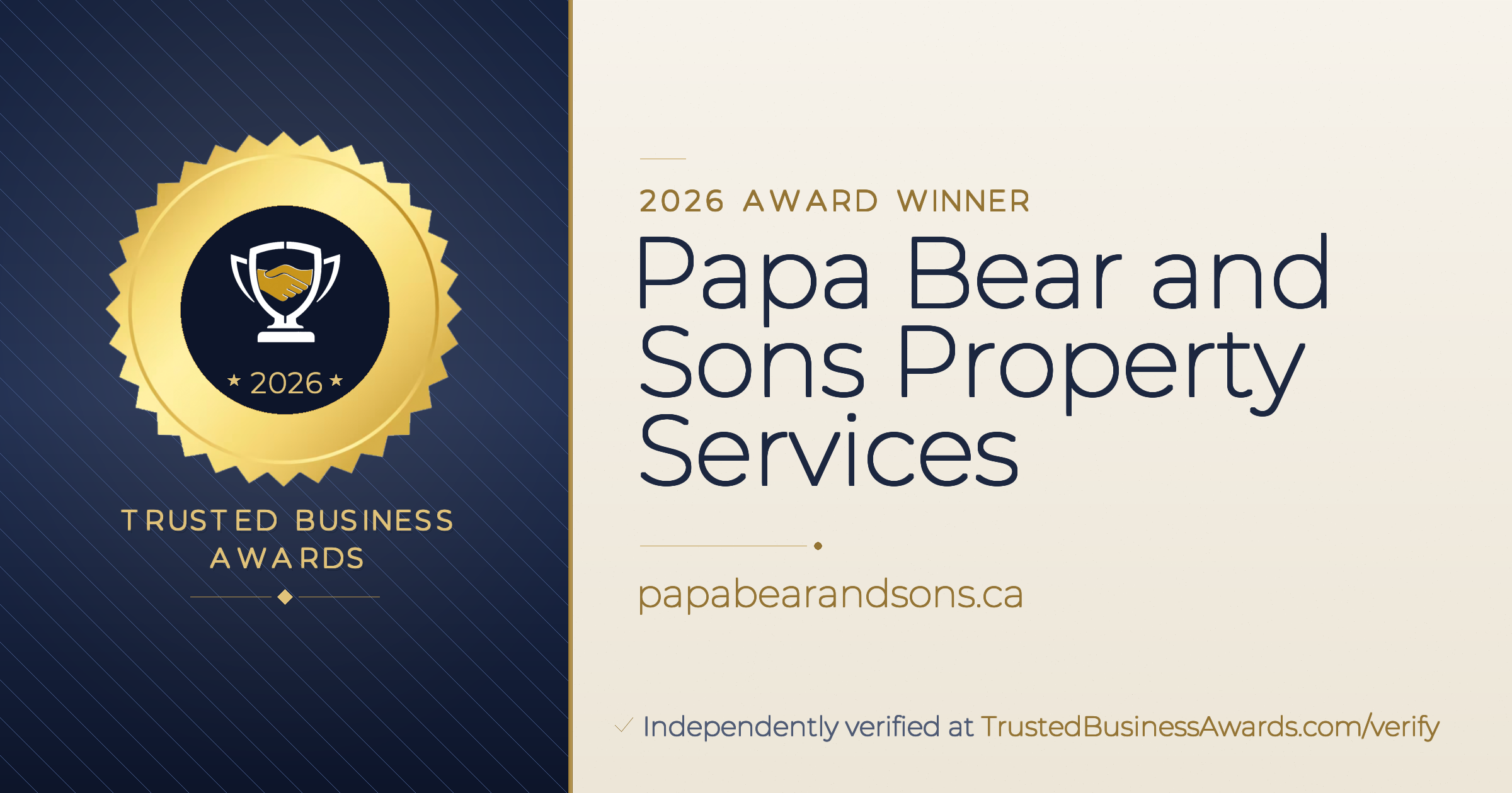 Papa Bear and Sons Property Services — 2026 Trusted Business Awards Winner