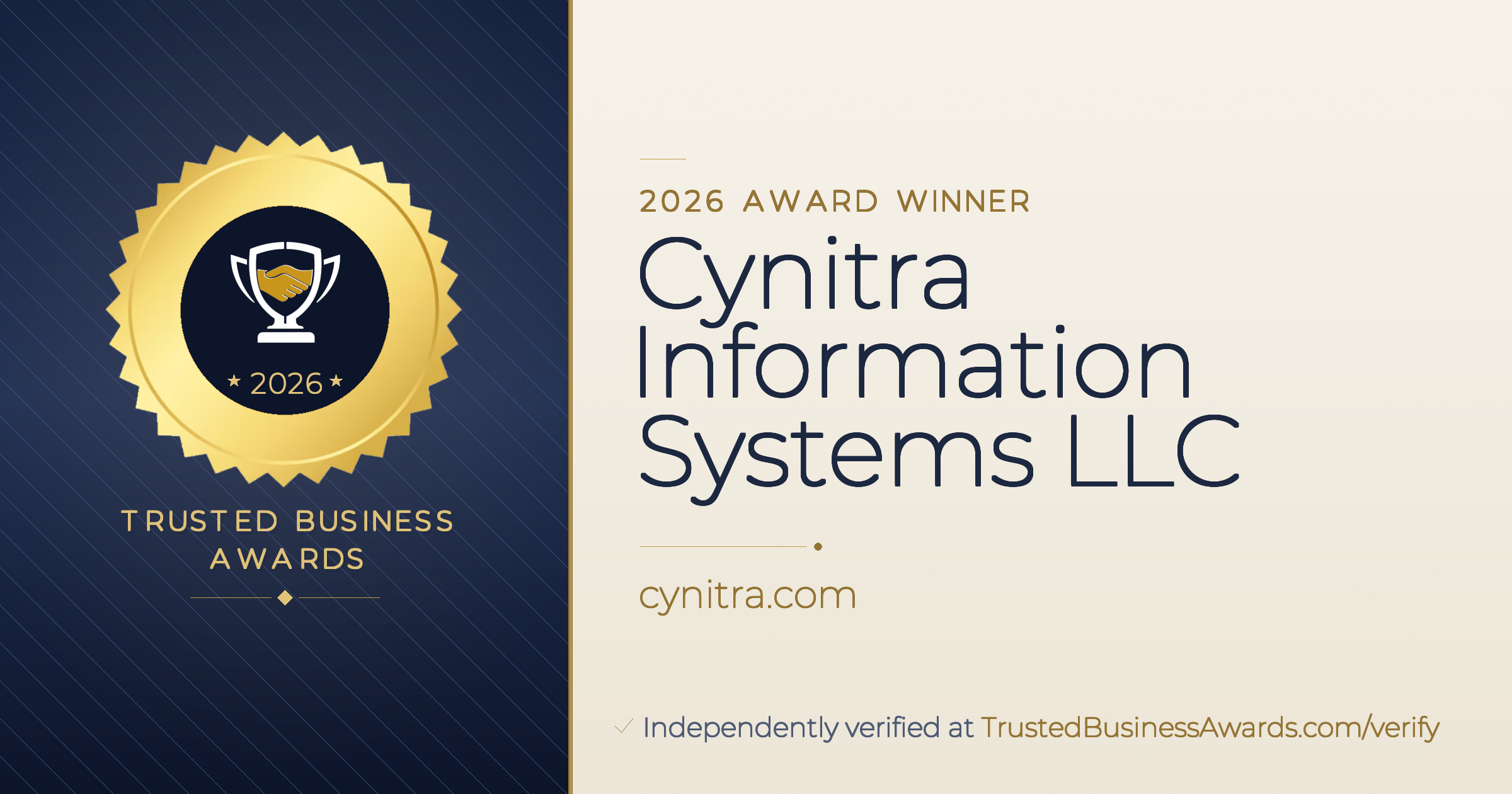 Cynitra Information Systems LLC — 2026 Trusted Business Awards Winner