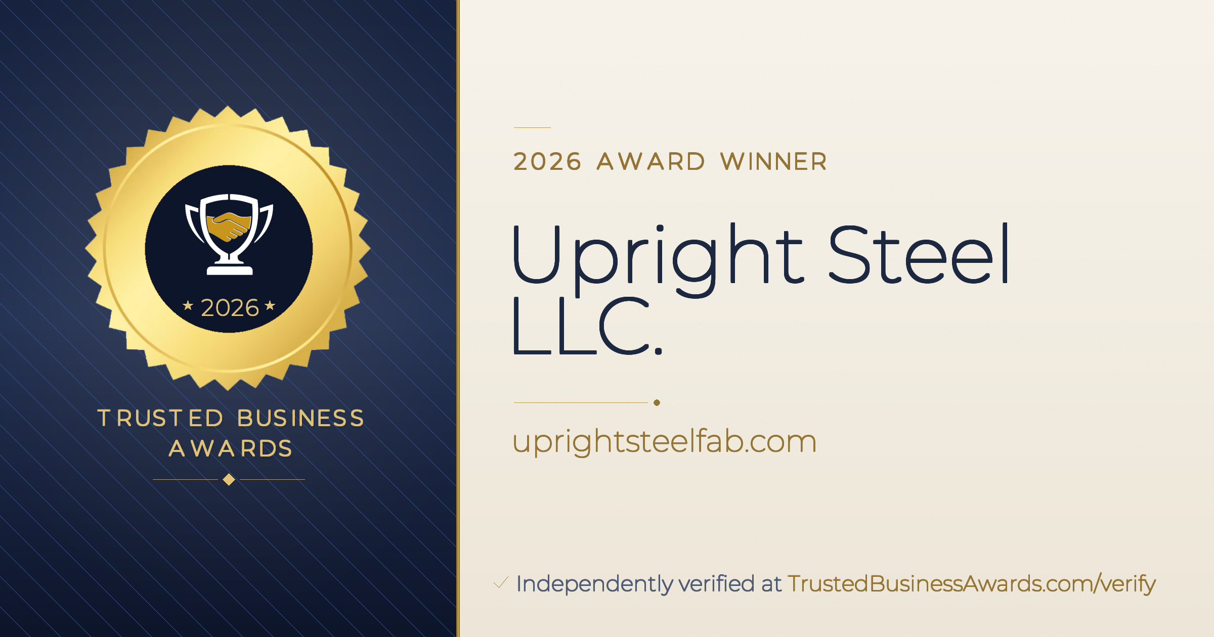 Upright Steel LLC. — 2026 Trusted Business Awards Winner