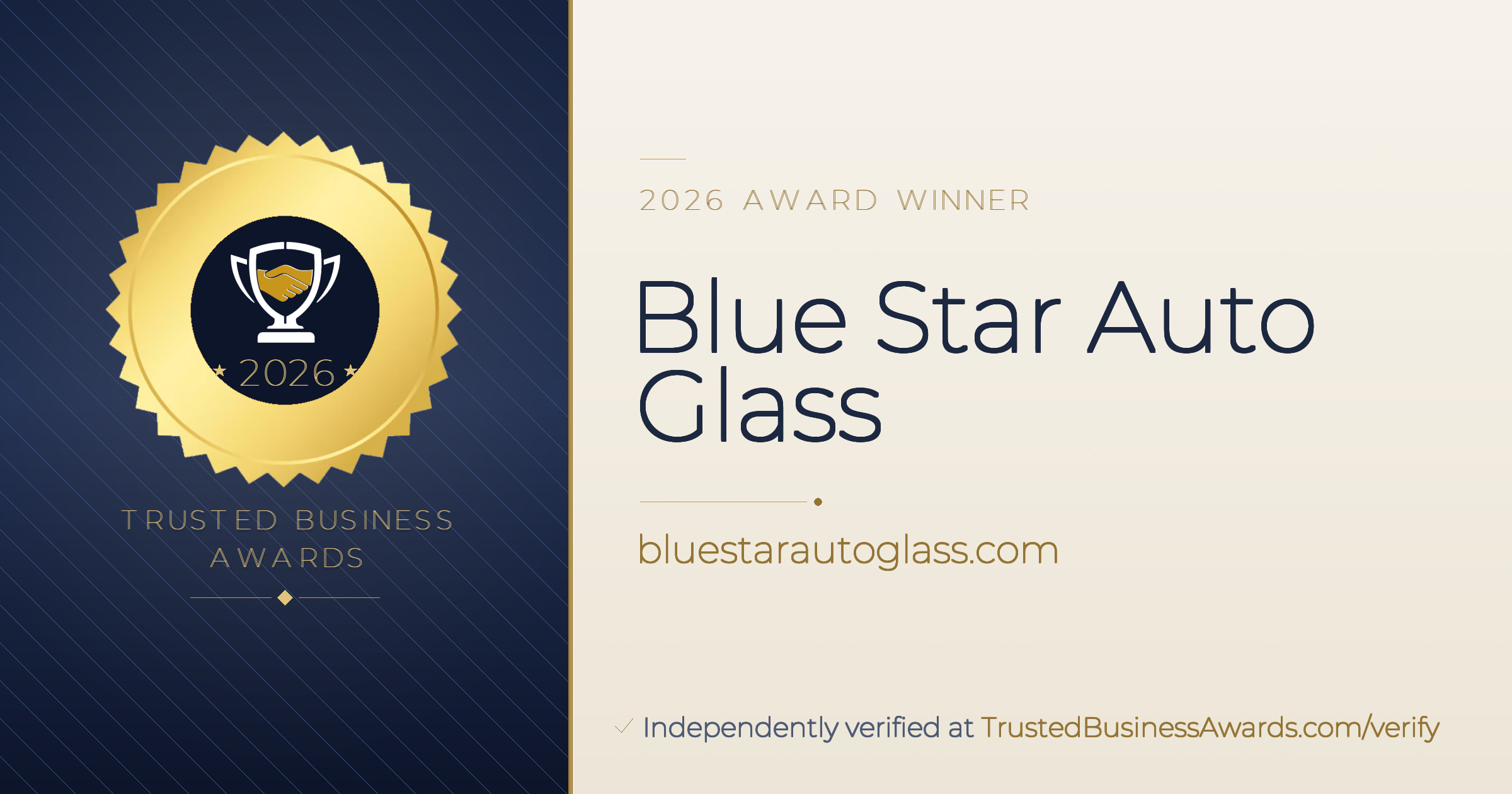 Blue Star Auto Glass — 2026 Trusted Business Awards Winner