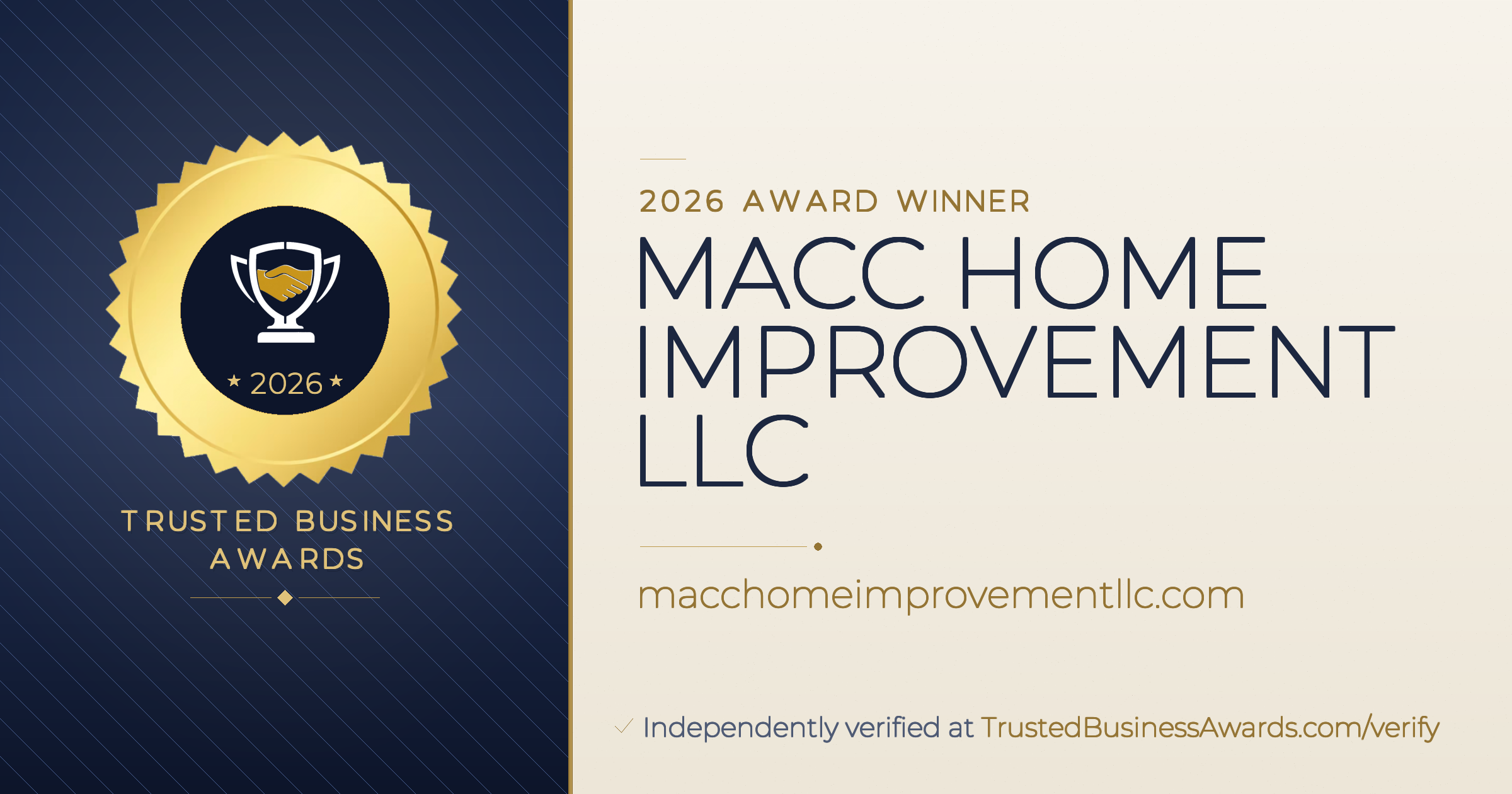 MACC HOME IMPROVEMENT LLC — 2026 Trusted Business Awards Winner